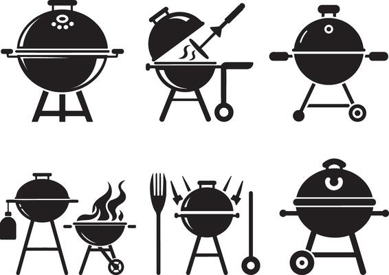 Collection of Black and White Grill Icons