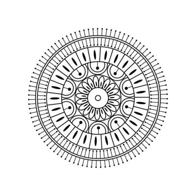 Illustration of a Mesmerizing Mandala Design with Floral in Black and White
