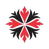 Abstract Red and Black Symmetrical Leaf Pattern Icon or Logo Design Template vector