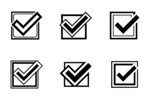 Check isolated icon collection in flat line art style vector
