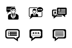 Chat isolated flat style line art silhouette icon set vector