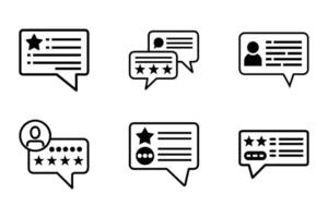 Comment silhouette icon pack in flat line art style vector