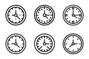Clock isolated icon collection in flat line art style vector