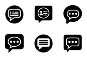 Chat icon set in flat illustration with silhouette style vector
