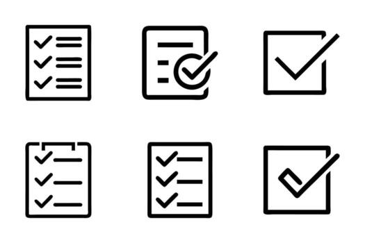 Check icon set with flat design and line art vector