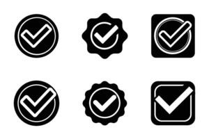 Check icon set in flat illustration with silhouette style vector