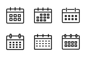 Calendar isolated icon collection in flat line art style vector