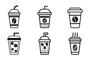 Coffee isolated icon collection in flat line art style vector