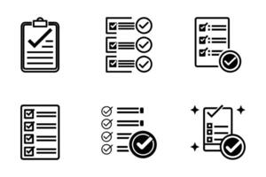 Check isolated flat style line art silhouette icon set vector