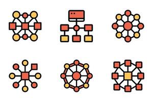 Set of Simple Network Icons Flat Illustrations Art Design vector