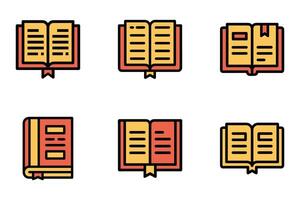 Clean Book Icon Set Flat and Minimalistic vector