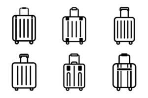 Set of Simple Luggage Icons Flat Line Art Design vector