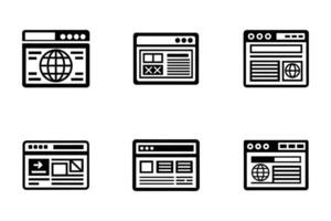 Browser isolated icon collection in flat line art style vector