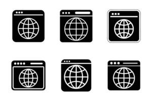 Browser isolated line art flat illustration icon collection vector
