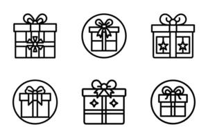Isolated Gift Box Icons Minimal Line Art Style Set vector