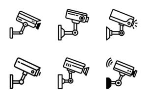 Security camera isolated icon collection in flat line art style vector
