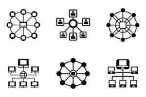 Isolated Network Icons Minimal Line Art Style Set vector