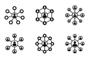 Network Icon Set Flat Line Art Illustrations vector