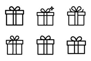 Flat Gift Box Illustrations Isolated Line Icons vector