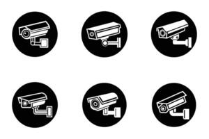 Security camera isolated flat style silhouette icon set vector