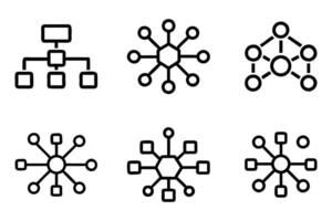 Collection of Isolated Network Icons Simple Line Illustrations vector