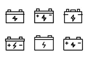 Set of simple car battery icons flat line art design vector
