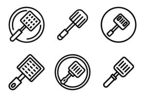 Isolated spatula icons minimal line art style set vector