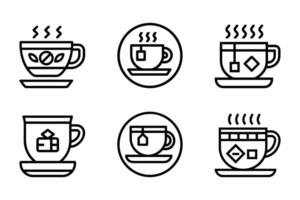 Set of simple tea cup icons flat line art design vector