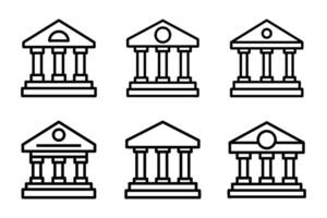 Set of simple bank icons flat line art design vector