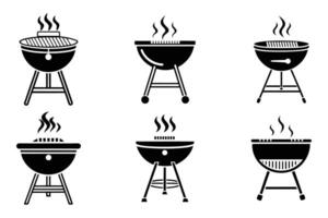Set of simple barbecue icons flat silhouette design vector