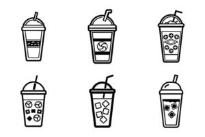 Set of simple coffee icons flat line art design vector