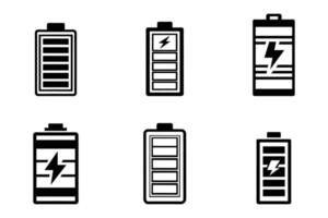 Set of simple battery icons flat line art design vector