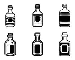 Clean bottle icon set flat and minimalistic isolated vector