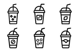 Isolated coffee icons minimal line art style set vector