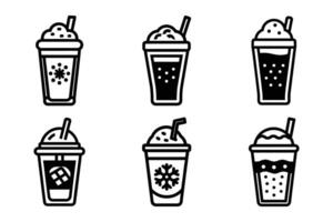 Flat coffee illustrations isolated line icons vector