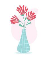 Abstract silhouette vase with flowers. graphics. vector