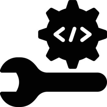 software desarrollo, aplicación desarrollo, software glifo sólido icono vector