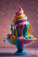 A colorful ice cream cake with sprinkles on top photo