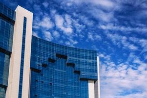 a fragment of the facade of a modern futuristic building photo
