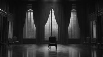 Grand Hall Single Chair Black and White Photography photo