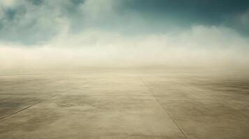 Vast Empty Concrete Plane Under Misty Sky Landscape Photo