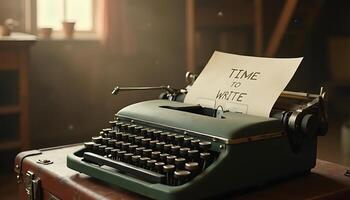 An old typewriter with a paper on top of it photo