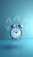 An alarm clock with a heart and lungs on it photo
