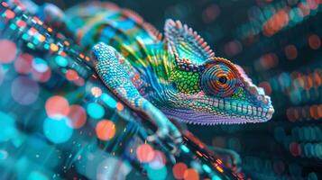 Chameleon colorful lizard vibrant reptile nature animal wildlife close up digital art design photo