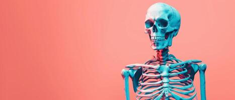Skeleton medical anatomy bones human body art health science education graphic simple minimal background photo