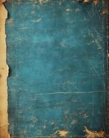 Vintage textured blue and beige paper with distressed edges. photo