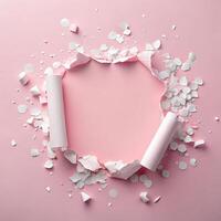 Creative Pink Torn Paper Background for Business Advertisement Design photo