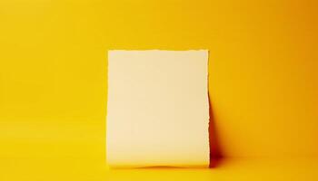 Blank Torn Paper on Yellow Background for Business Presentation photo