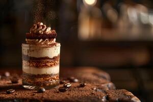 A dessert with coffee beans and chocolate photo