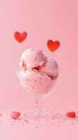 Valentine's day ice cream with hearts photo